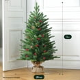 thumbnail image 4 of OasisCraft 3ft Pre-lit Artificial Mini Christmas Tree Includes Small Lights and Cloth Bag Base for Tabletop or Desk Burlap Green, 4 of 7