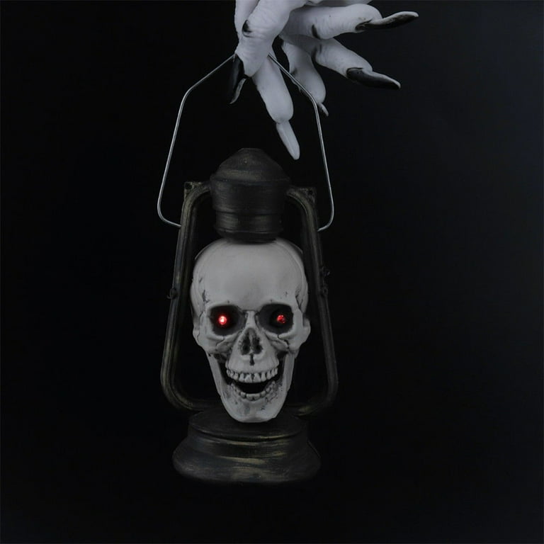 Pyaiiner Halloween Skull Lantern with LED Lights Red Eyes Glow in