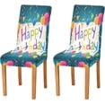 thumbnail image 5 of 4 Pack Chair Covers for Dining Room,Stretchable Dining Chair Slipcover Washable Removable for Kitchen,Hotel,Restaurant,Ceremony Protector - Happy Birthday Balloons, 5 of 6