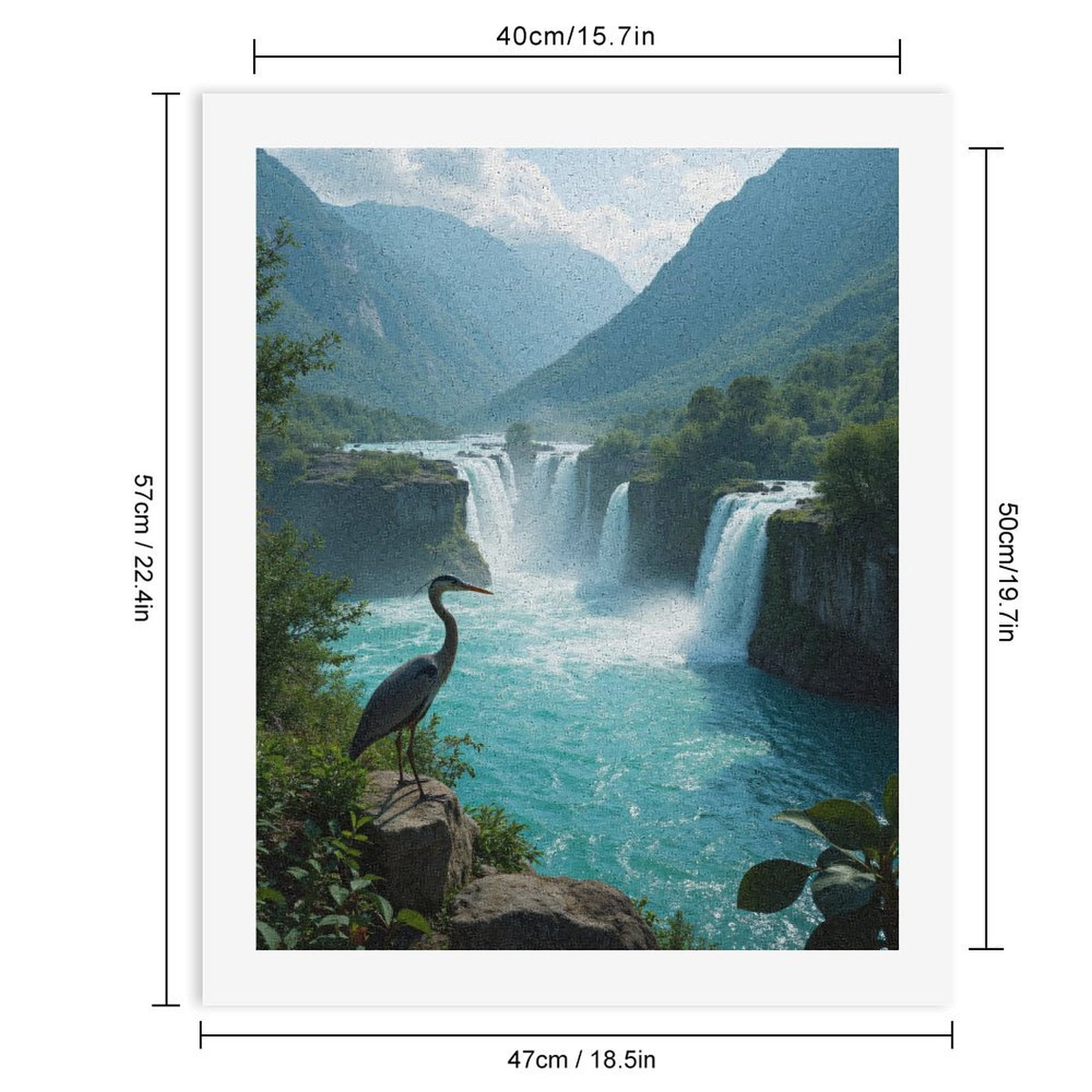 Paint By Numbers Kit for Adults Beginner - DIY Majestic Waterfall Serene Landscape Bird Canvas Painting Kits for Adults, Frameless Paint By Number for Adults for Home Wall Decor 16x20 Inch