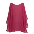 thumbnail image 4 of Moggemol Woman Chiffon Ruffled Bolero Shrugs Cardigan Wedding Dance Party Shawls Wraps Beach Cover up Burgundy One Size, 4 of 7