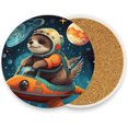 thumbnail image 2 of Space Sloth Astronaut Coasters Absorbent Moisture Non-Slip Drink Coaster Ceramic Stone with Cork Base Desktop Protection Prevent Furniture Damage 2PCS Home Decor, 2 of 6