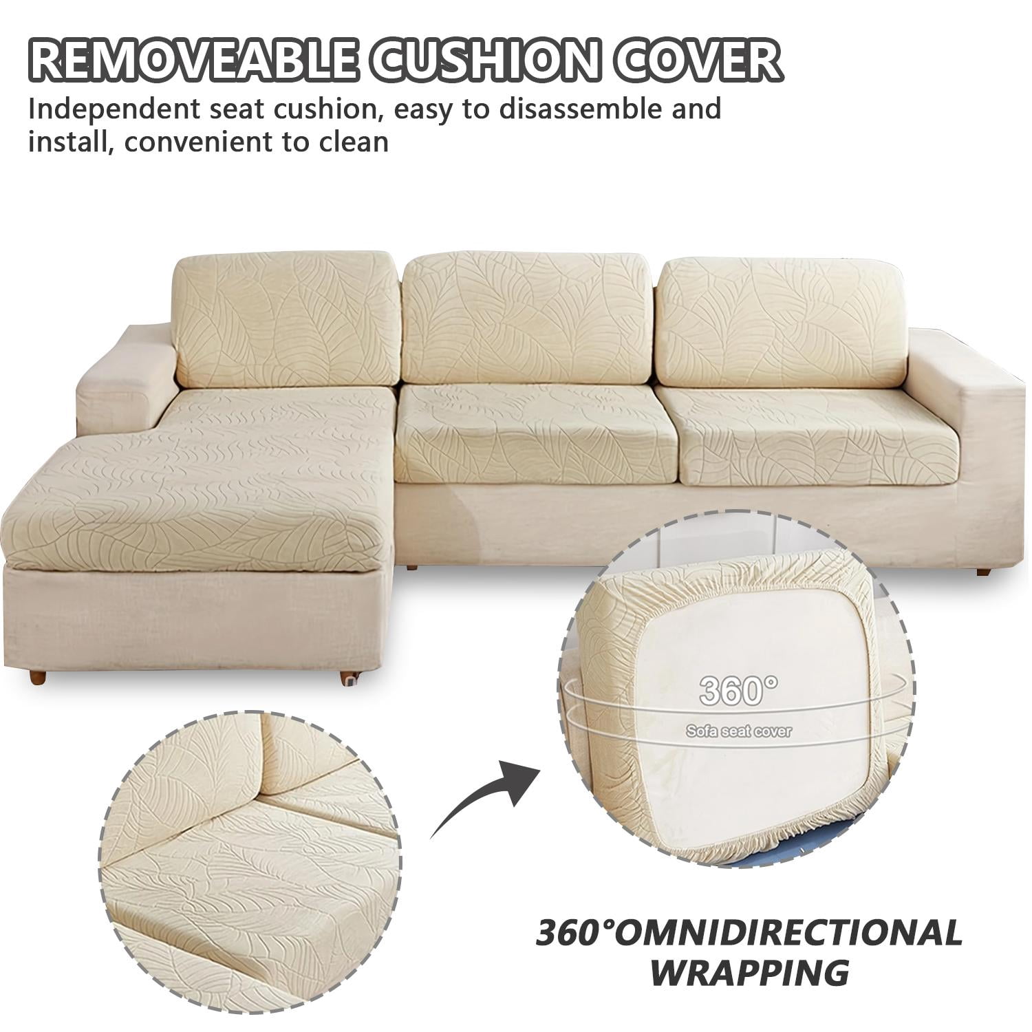 Sofa Cushion Covers High-Elasticity Waterproof Jacquard Sofa Slipcovers Pet-Friendly Furniture Protectors for L-Shaped Sectional Sofa Easy Care