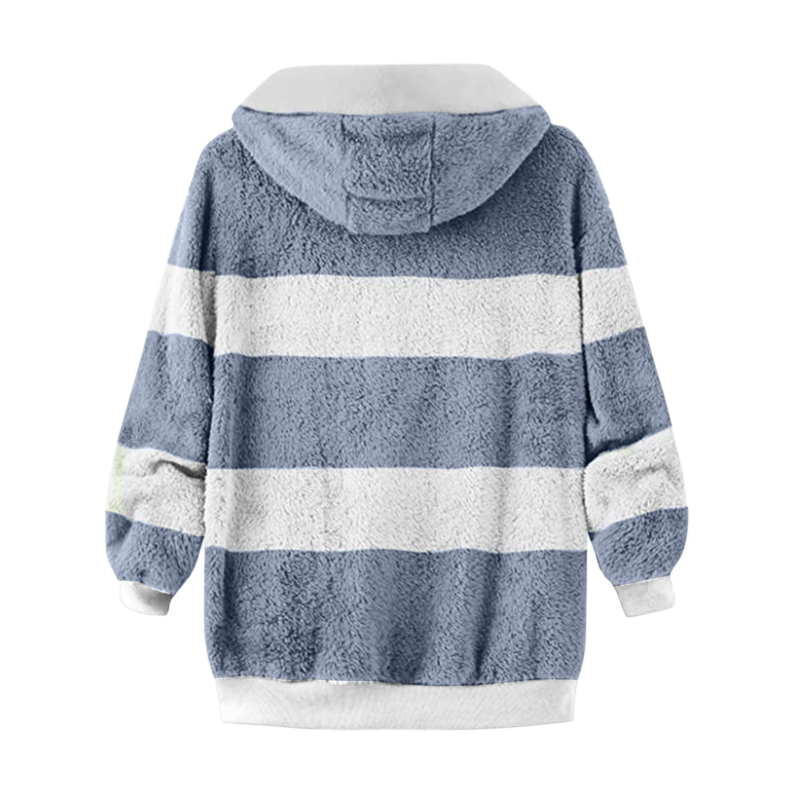 FNFYFH Ladies Plus Size Fleece Coats Color Block Long Sleeve Hooded Jackets Drawstring Winter Warm Hoodie Overcoat with Pockets Fluffy Jacket S-5XL
