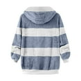 thumbnail image 5 of Aboser Fuzzy Fleece Jackets for Women Winter Coat Fashion Striped Hoodie Full Zip Up Outerwear Warm Casual Long Sleeve Jackets, 5 of 5