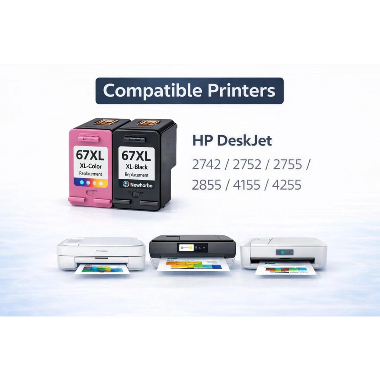 67XL Ink Cartridges Bundle Replacement Compatible for  DeskJet 2742e 2752e 2755e 2855e 4155e 4255e Printer(Black & Tri-color)