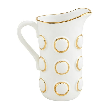 Mud Pie Gold Ring Ceramic Pitchers, 70 oz, WHITE