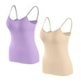 thumbnail image 2 of GERsome Womens Camisole Shelf Bra Cami Tank Tops Spaghetti Strap Tank Top Basic Layer Camis 2-Pack Assorted Color Purple/Beige XL, 2 of 5