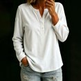 thumbnail image 6 of Levmjia Women's Solid Color V Neck Sweater Long Sleeve Button Detail Loose Fit Casual Knit Pullover Top for Fall Winter, 6 of 8