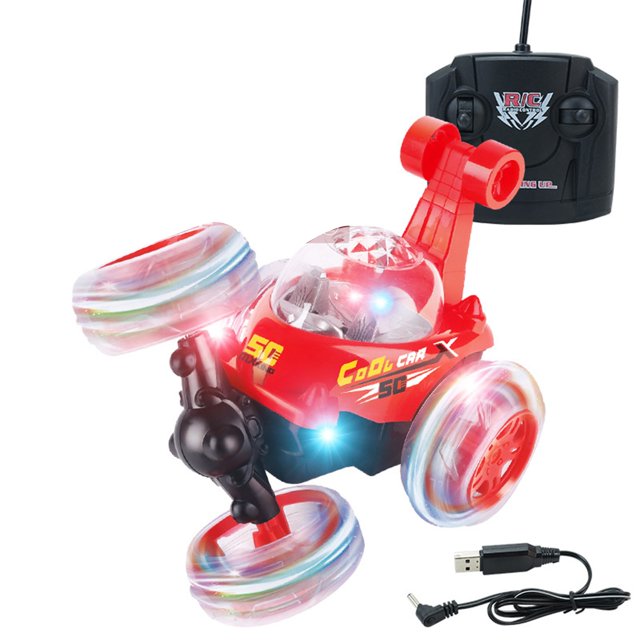 TIMIFIS Remote Control Cars 4-Channel Charging Remote Control Stunt Dumper 360 Degree Music Rollover Remote Control Car Toy Boys and Girls Car Model