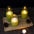 thumbnail image 2 of Velas LED sin llama GenSwin de cristal verde con mando a distancia (juego de 3), 2 of 4