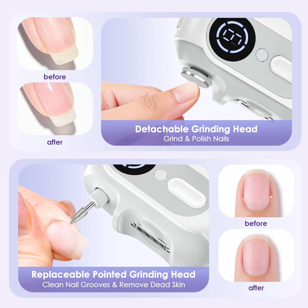 Automatic Baby Nail Trimmer, Electric Nail Clipper Polisher with LED Light, UV Nail Lamp & Nail Storage Box, 4 in 1 Nail File with 2 Speed Trimming, 9 Speed Filing, 500mAh Battery for Baby Senior