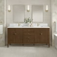 thumbnail image 2 of James Martin Vanities 72" Vanity, Mid Century Walnut w/ Single Hole 3 CM White Zeus Quartz Top, 2 of 2