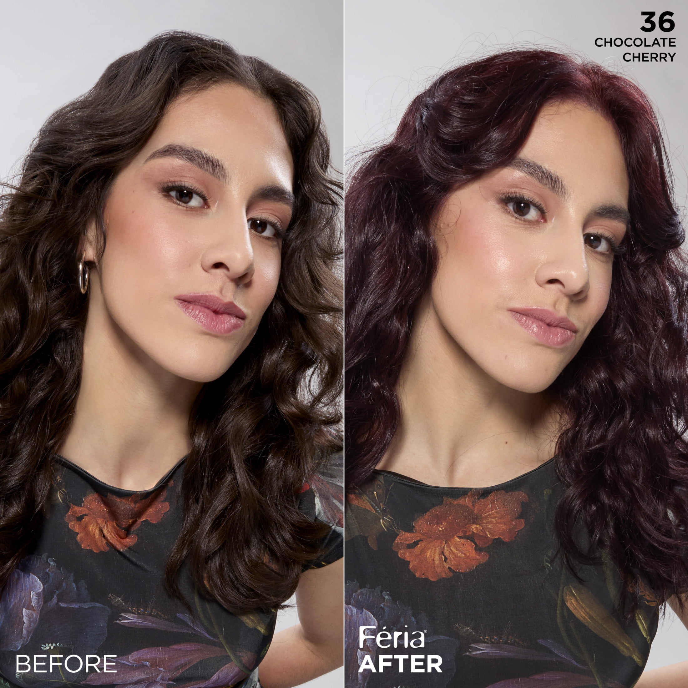 L'Oreal Paris Feria Shimmering Permanent Hair Color, 36 Chocolate Cherry, Strong Hair, 1 Kit