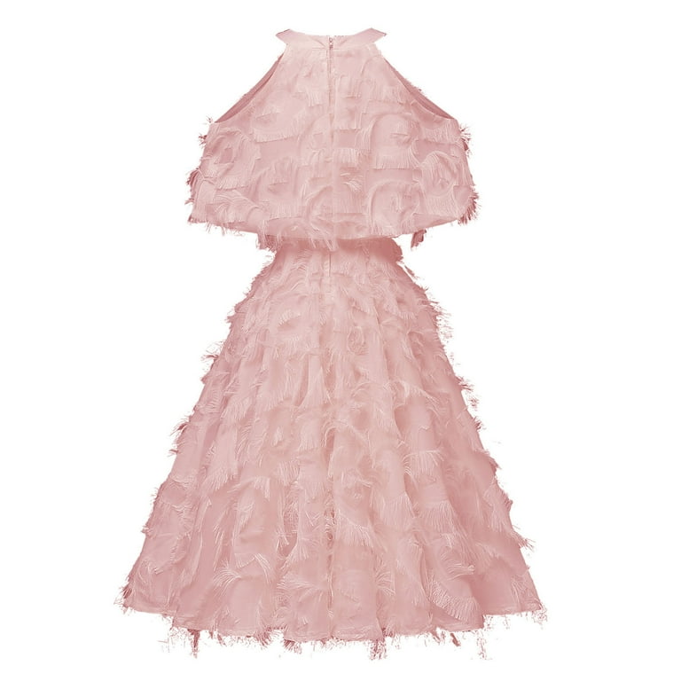 gljltg Women's Fashion Feather Sleeveless Evening Party Dress, Polyester  Fabric, Lightweight Breathable Spring Summer Winter, Casual Party Outfit,  Easy Care Hand Washable - Walmart.com
