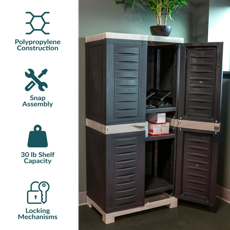 Sunnydaze Heavy Duty Lockable Utility Plastic Cabinet, Outdoor