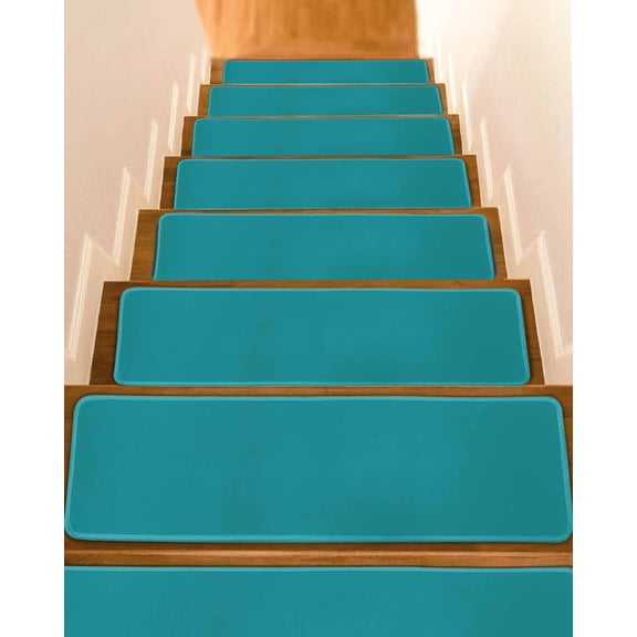 Teal Non-Slip Stair Treads for Wooden Steps, 10 Pack-8x30in Carpet Stair Mats with Adhesive Backing, Noise-Reducing Step Covers for Indoor Stairs, Easy to Install & Residue-Free