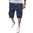 thumbnail image 2 of HKYNLAG Men's Cargo Shorts 2026 Casual Classic Drawstring Elastic Waist Summer Hiking Work Short with 6 Pockets Dark Blue XL, 2 of 5