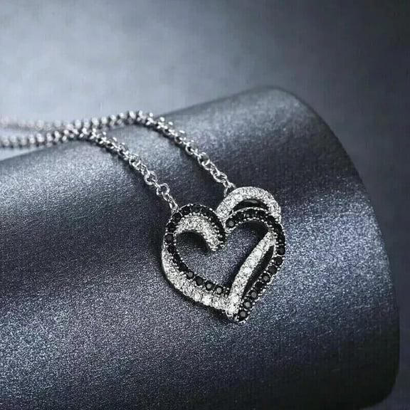 1.50Ct Round Lab-Created Black Diamond Women's Pendant 14k White Gold Plated 18"