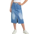 thumbnail image 2 of Edvintorg Girls Denim Skirt Outdoor High Waisted Casual Slit Midi Jean Skirt with Pockets Kids Clothes Girls Size 5-15, 2 of 8