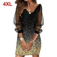 thumbnail image 3 of Baohd Robe Courte Imprimée pour Femmes Manches Longues Banquets Banquet Été Plage Vacances Accessoires de Fête Élégants Or 4TG, 3 of 5