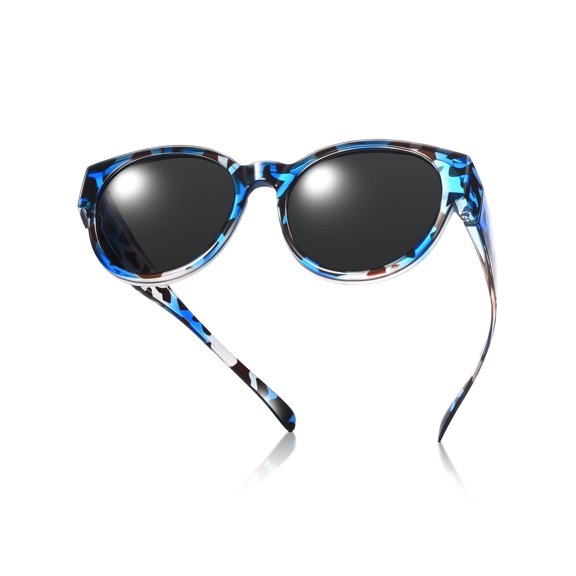 Polarised Fit Over Sunglasses for Women Over Prescription Glasses - Oversized Lightweight 24g UV400, 2-in-1 Wear Over or Alone, Anti-Glare for Driving Beach Golf Outdoor