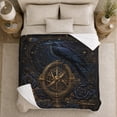 thumbnail image 5 of Printed Flannel Throw Blanket with Celestial Raven and Brass Telescope Print, 5 of 9