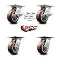 thumbnail image 2 of 5 Inch Polyurethane Caster Set with Roller Bearing 4 Swivel Lock and 2 Brake SCC, 2 of 2