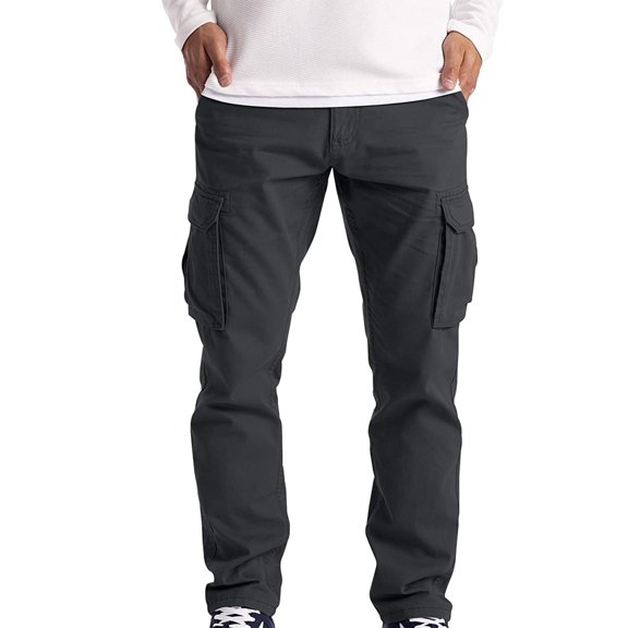Cargo Pants Plus Size Solid Color Softy Work Pants for Men Mid Rise Casual Loose Dress Pants Lightweight Fashion Straight Fit Daily Zipper Comfy Pants(Black,M)