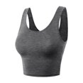 thumbnail image 2 of A2Y Women's Fitted Rayon Scoop Neck Sleeveless Crop Tank Top Charcoal M, 2 of 3