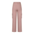 thumbnail image 7 of Puntoco Pants for women Cargo Pants for Women High Waisted Casual Pants Baggy Stretchy Wide Leg Y2K Streetwear with 6 Pockets Pink 10(XL), 7 of 7
