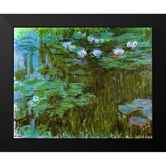 Monet, Claude 14x12 Black Modern Framed Museum Art Print Titled - Water-lilies II 1909