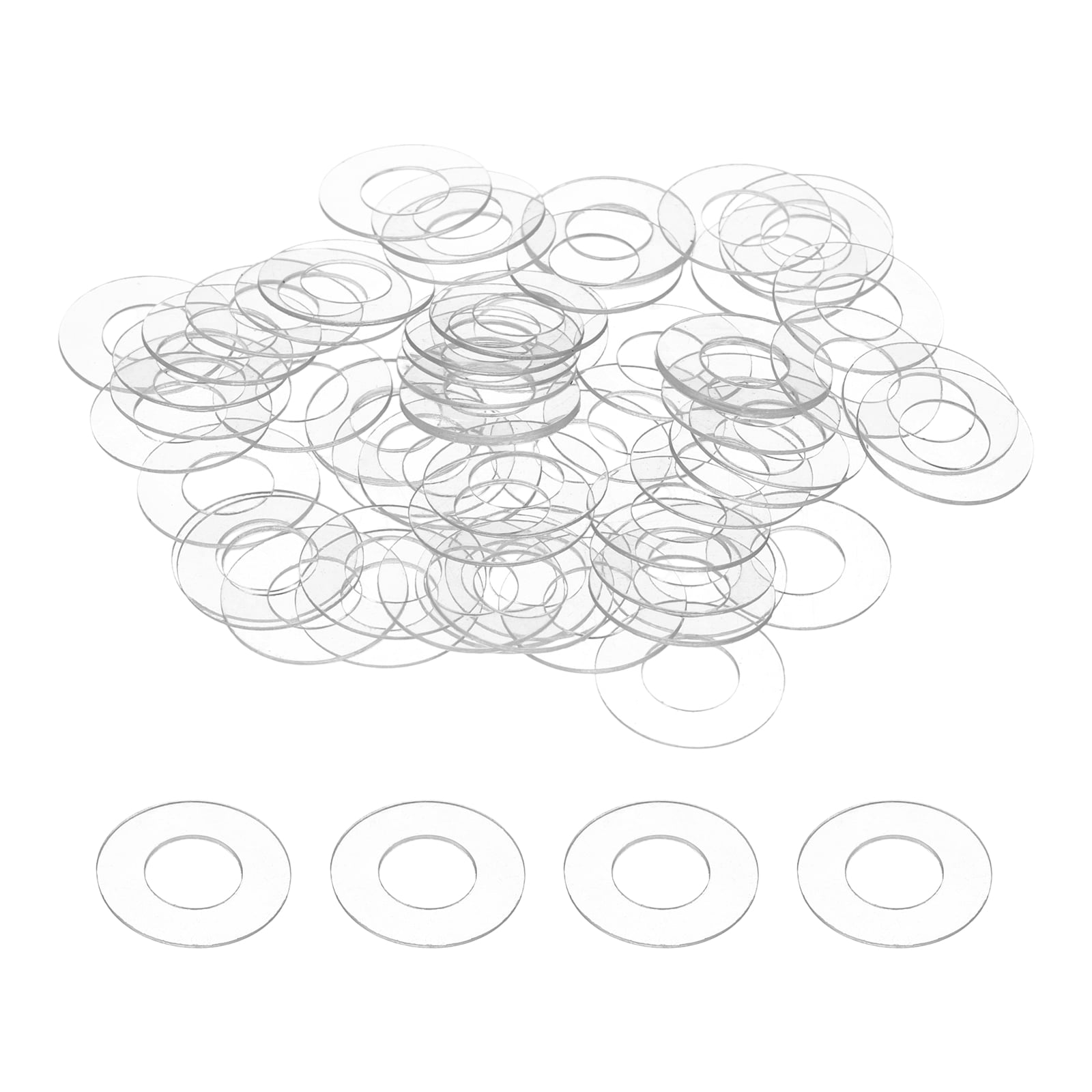 Uxcell 80Pcs M8 Clear Flat Washers 8mm ID 16mm OD 0.3mm Thick Glass Washer