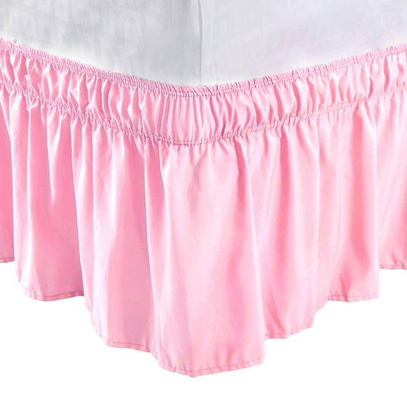 PiccoCasa Polyester Bed Skirt Elastic Wrap Around Dust Ruffle 15" Drop