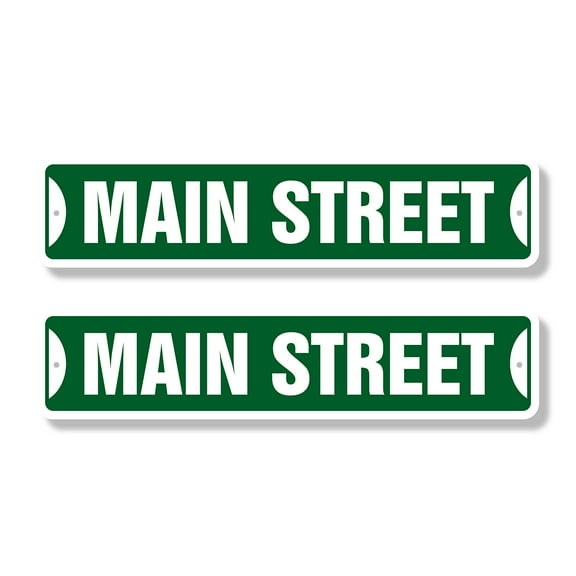 MAIN ST Classic Street Sign (2 Pack) Childrens Name Room Sign Road Sign | 4" X 18" Plastic Address Sign