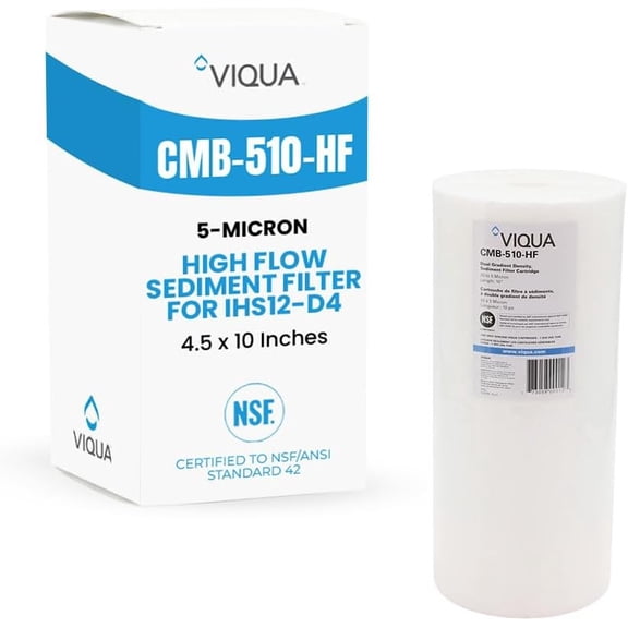 VIQUA CMB-510-HF 5 Micron Carbon Filter, 4.5x10 Big Blue, Pre-Filter for UV Water Purification, Whole House, Chlorine Taste Reduction