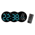 thumbnail image 4 of Reloj de pared digital con alarma y función de memoria, moderno y versátil, con control remoto, ideal para decoración de pared de gimnasios almacenes, pantalla azul, 4 of 8