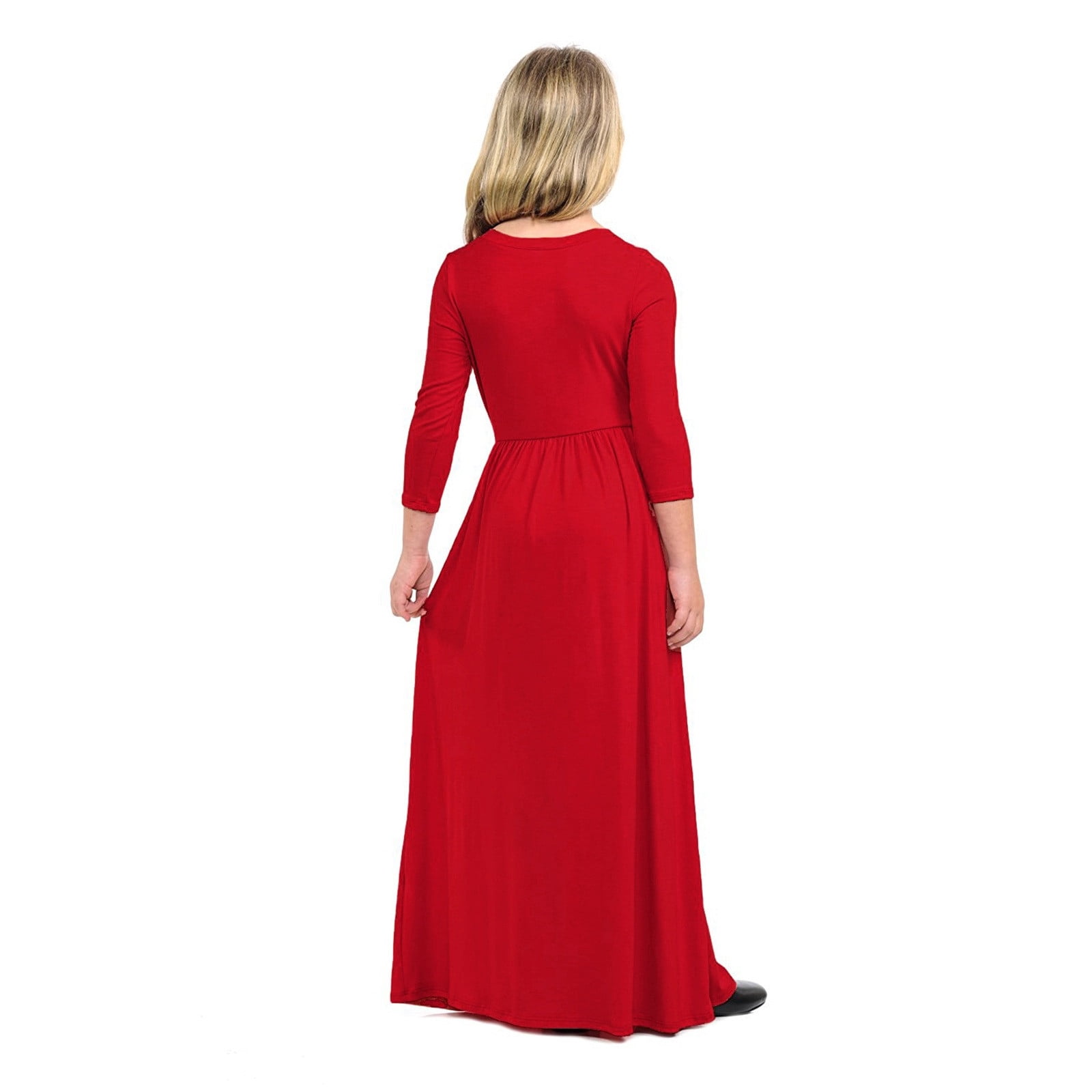 MHZLDYZ Dress for Girls 12-14 Toddler Girl Long Sleeve Scoop Neck Soild  Loose Casual Daily Wear Long Maxi Princess Dress Girls Dresses Toddler Girl  Dresses(Red,110) - Walmart.com