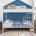 thumbnail image 2 of Hassch Metal Bunk Bed Twin/Twin Size with Guardrail Ladder, White, 2 of 6