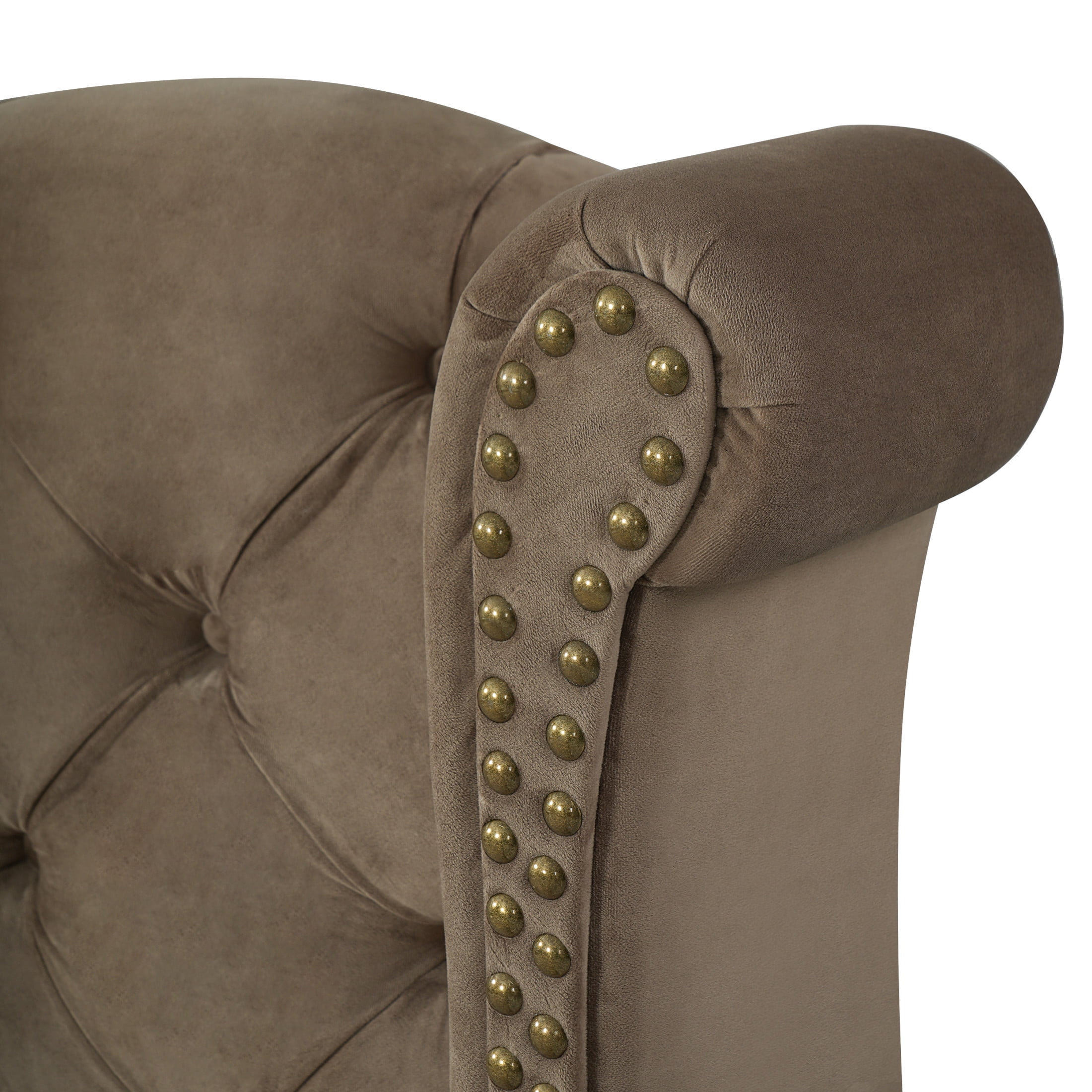 Christopher Knight Home Velvet Upholstered Bed Frame with Thick Tufted Wingback Headboard, King Size, Brown