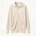 thumbnail image 6 of DISKEBUISS Women's Ribbed Full Zip Up Jacket Stand Collar Long Sleeve Sweatshirt Coat with Thumb Holes & Pockets for Fall Winter, 6 of 7