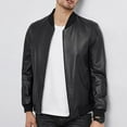thumbnail image 6 of Baqcunre Mens Winter Coats Men'S Spring And Leisure Standing Neck Windproof And Warm Pu Leather Coat Leather Jacket Leather Jacket Men Tops For Men Black 58, 6 of 6