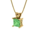 thumbnail image 2 of Clara Pucci 14K Yellow Solid Hypoallergenic Gold 3Ct Green Zircon Princess Cut Solitaire Designer Necklace Pendant For April, 2 of 6
