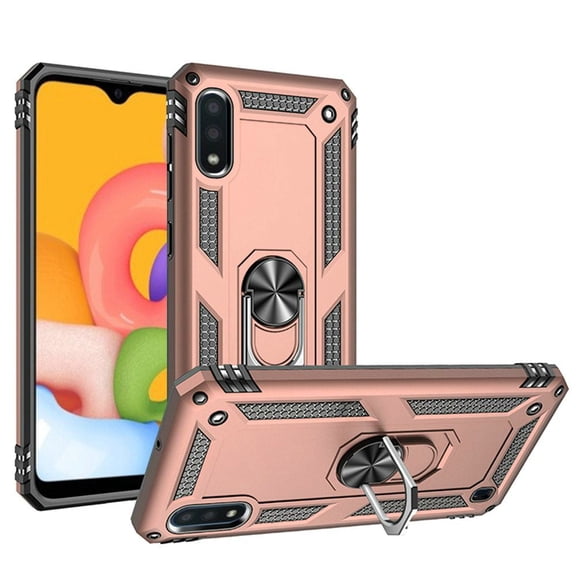 GSA Slim Shockproof Magnetic Ring Case for Samsung Galaxy A01 - Rose Gold