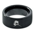 thumbnail image 2 of Tungsten Alaska The Last Frontier State Mountain Band Ring 9mm Men Women Comfort Fit Black Flat Cut Brushed Polished, 2 of 4