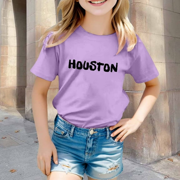SNKSDGM Girls Girls Shirts Size 10-12 Blue Shirts for Girls 10-12 Years Children's Fashion City Theme Printed T Shirt Casual and Comfortable Top for Boys and Girls 4-5 Years