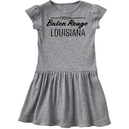 

Inktastic From Baton Rouge Louisiana in Black Distressed Text Gift Toddler Girl Dress