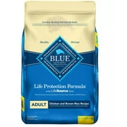Angle View: 38lb Bag Blue Buffalo Life Protection Formula Chicken and Brown Rice Dry Dog Food for Adult Dogs, Whole Grain