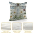 thumbnail image 4 of Orinice  Dragonfly Throw Pillow Cushion Cover, Vintage Retro Farm Life Inspired Moth with Daisies Lilies Leaves Image, Decorative Square Accent Pillow Case,  White, 4 of 5