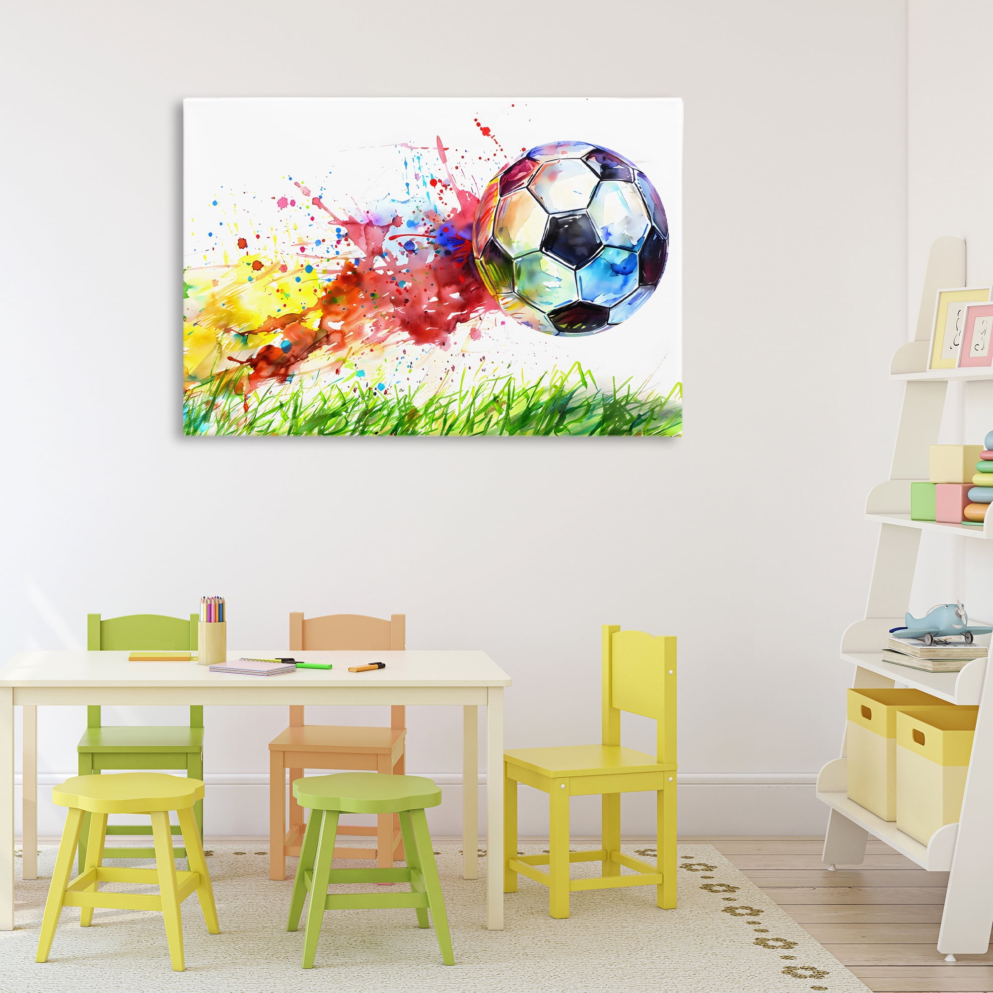 Stupell Industries Watercolor Soccer Ball in Motion Canvas Wall Art, design by Creative Studio